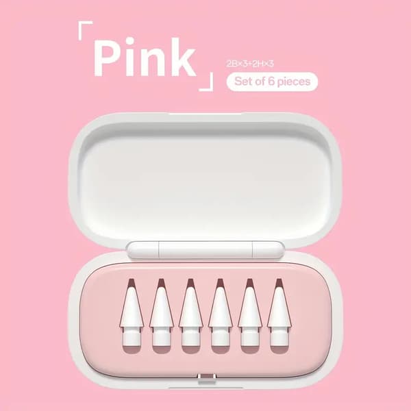 Ersättningsspetsar - 6-pack 2H2B för 1/2 generationens Apple Pencil (rosa)
