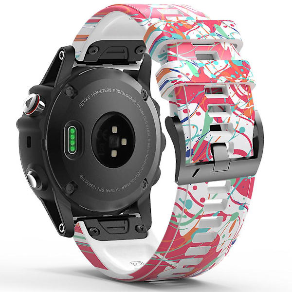 Hurtigudløselig urrem i silikone med trykt mønster til Garmin Forerunner 965/955/945/935 Style B
