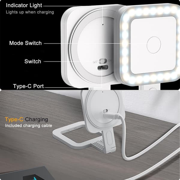 Magnetisk LED Selfie-lys til iPhone, lommestørrelse telefonfyldlys med 6 lystilstande (sort)