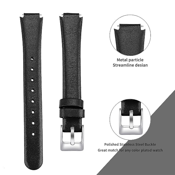 Fitbit Inspire / Inspire HR -älykellolle tarkoitettu rannehihna, ylin nahkakerros, koko L - 6,7-8,1 tuumaa Black