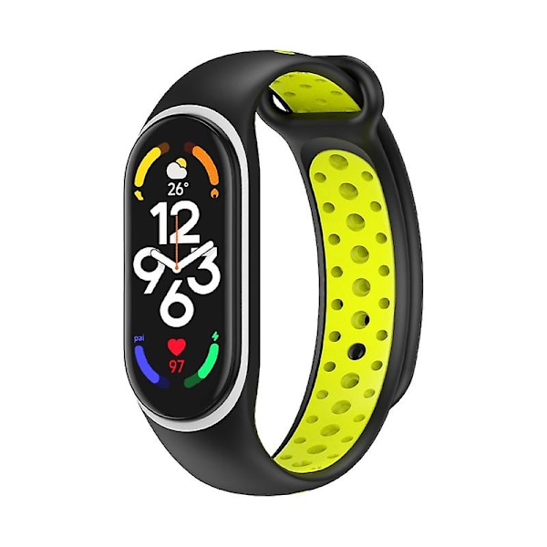 Silikonarmbånd for Xiaomi Mi Band 7 White Border   Black Lime