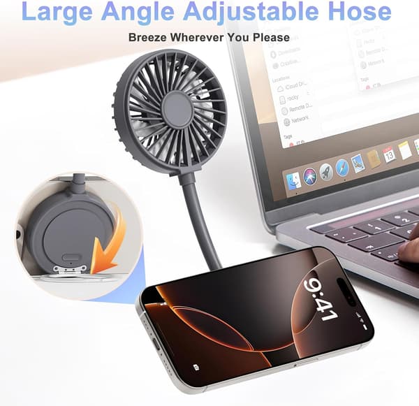 Magnetisk telefonventilator, genopladelig med ringholder USB (grå)