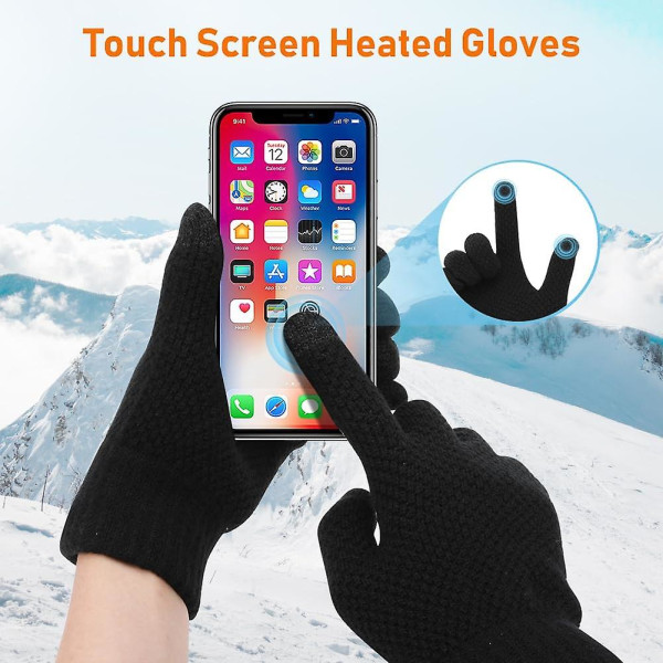 USB-oppvarmede hansker for menn og kvinner Varme vinterhansker med berøringsskjerm med 3 justerbare varmenivåer