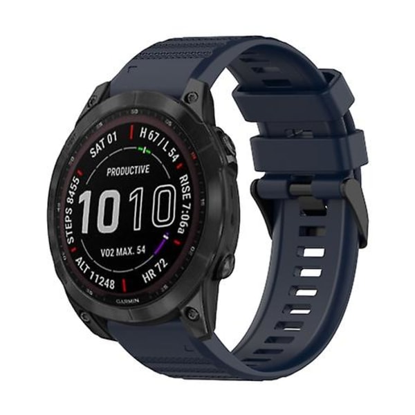 Til Garmin Fenix ​​7 Sapphire Solar 22 mm horisontal tekstur silikone urbånd med fjernelsesværktøj STZ Navy Blue