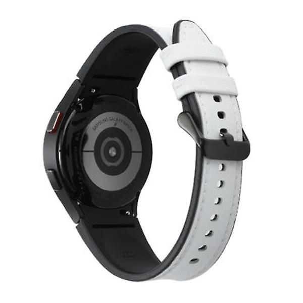 Nahkahihna Samsung Galaxy Watch 4 Classic 44mm 40mm Ei aukkoja Silikoni + nahkaranneke Correa Galaxy Watch 4 5 Pro Band Galaxy Watch 4 40-44M-L white-black