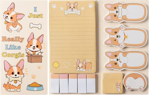Notesblok - Selvklæbende notesæt 550 ark (Corgi)