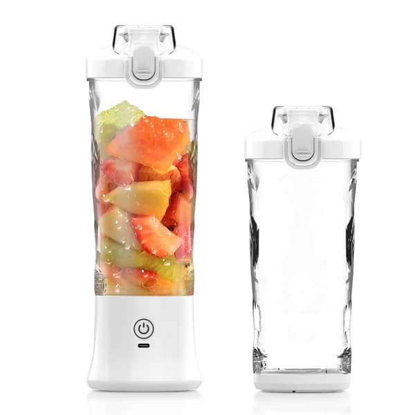 Juicemaskin 20Oz med 6 blad, USB-C uppladdningsbart 4000mAh batteri (vit)