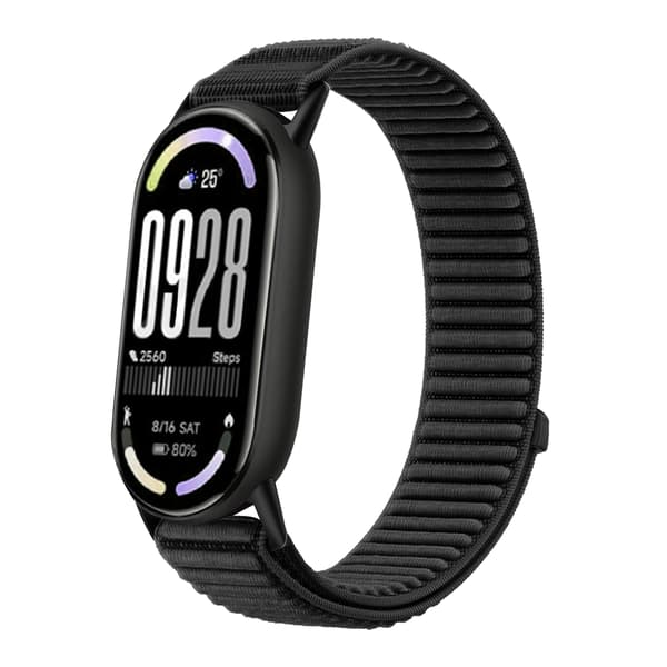 Rannekoru Xiaomi Mi Band 8/9/10, Nylon (Musta)