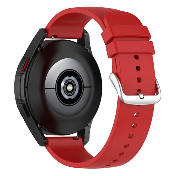 Til Samsung Galaxy Watch 5 Pro 45mm/Huami Amazfit Bip 3/3 Pro Silikonurrem 20mm Justerbar Håndledsstrop Justering Red Silver Buckle