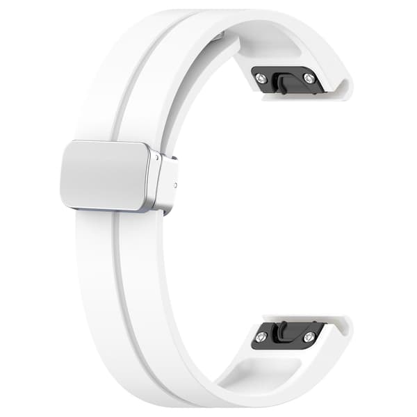 Silikon 26mm Fällbart Silver Spänne Klockarmband För Garmin Fenix 7x/7x Solar/tactix 7 Pro White