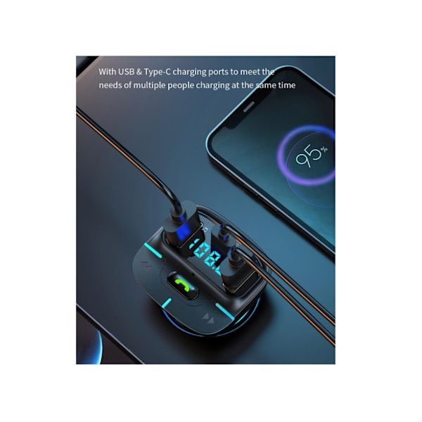 Bluetooth 5.3 FM-lähetin autoadapteri - Bluetooth FM-lähetin auton radiovastaanottimelle handsfree-puheluita varten