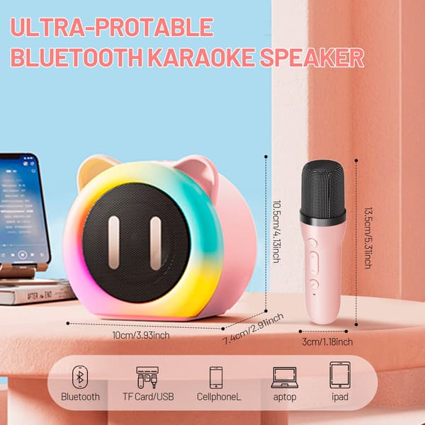 Bluetooth-karaokekaiutin 2 langattomalla mikrofonilla (sininen)