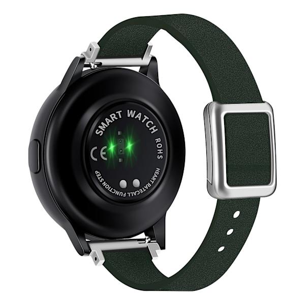 20mm läderklockarmband för Samsung Galaxy Watch6 Classic 47mm 43mm, med magnetiskt viklås Dark Green Silver Buckle