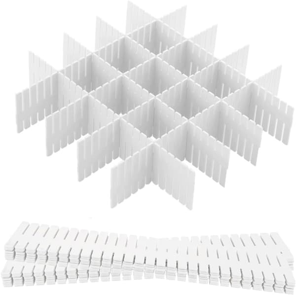 Skuffdeler, 12 stk, 14,5 x 2,76 tommer (hvit) 37cm