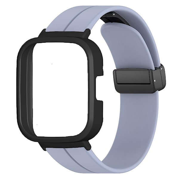 Svart magnetiskt spänne silikon handledsrem för Xiaomi Redmi Watch 3 klockarmband med klockfodral Lavender Grey