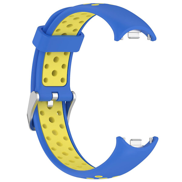 Dual-farvet silikoneurrem til Xiaomi Smart Band 8, med rustfrit stål-stik Blue Yellow