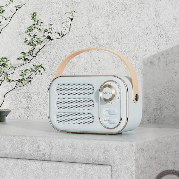 Monitoiminen minikannettava Fm-radio Bluetooth kaiutin USB Tf-Aux-sisäkäyttöinen retro-design langaton kaiutin Light Blue