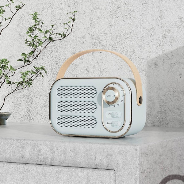 Multifunksjonell mini bærbar FM-radio Bluetooth-høyttaler Usb Tf Aux innendørs utendørs retro-design trådløs høyttaler Light Blue