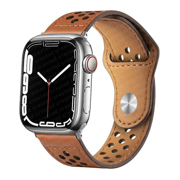 Læderrem til Apple Watch Band 49mm 44mm 40mm 45mm 41mm 42mm 38mm Correa Armbånd Iwatch Series 3 4 5 6 Se 7 8 Ultra Strap 42mm 44mm 45mm 49mm red gray