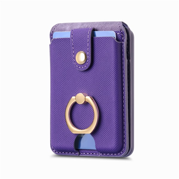 Super Strong Magnetic Magsafe Card Holder For Apple 15, N52 Magnet Rfid Multi-Card Holder Finger Ring Buckle Card Holder Purple