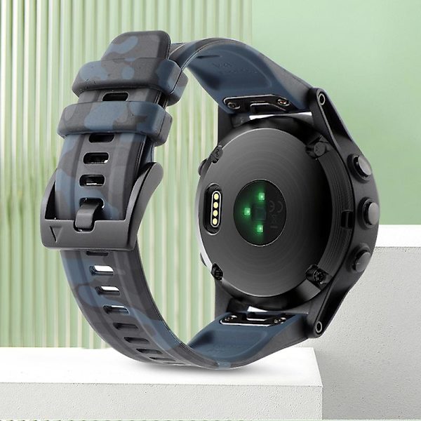 Silikonklokkebånd til Garmin Fenix 7x / 6x, kamuflasjemønster 26mm hurtigutløsing uformell rem Camouflage Cyan