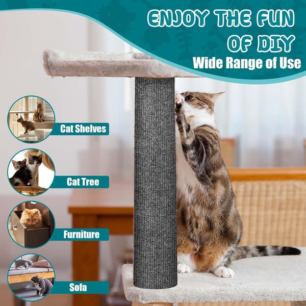 Kradsemåtte til katte - Selvklæbende gør-det-selv sofa kradsebeskyttelse (Mørkegrå, 40×100Cm)