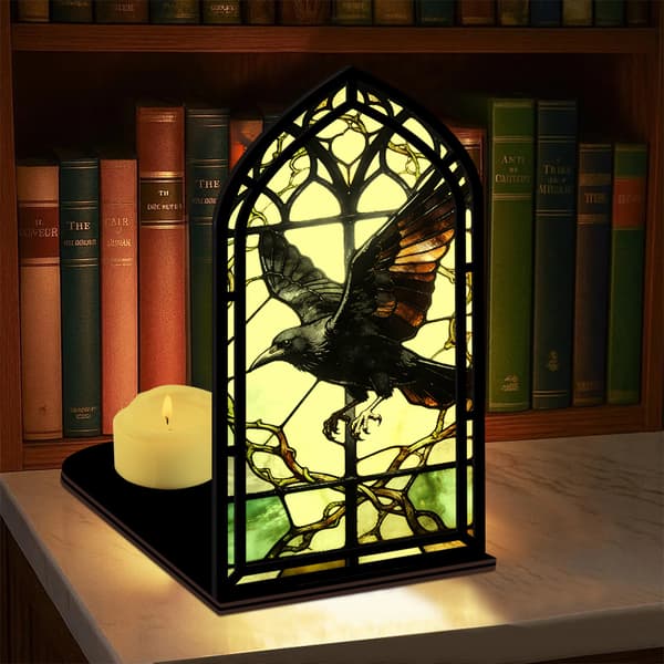 Fantasy bokkrok for bokelskere, med stearinlyslampe Raven 4