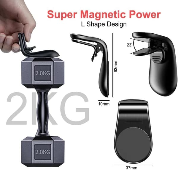Magnetisk telefonholder for bil, festes sikkert til luftventilen (sølv)