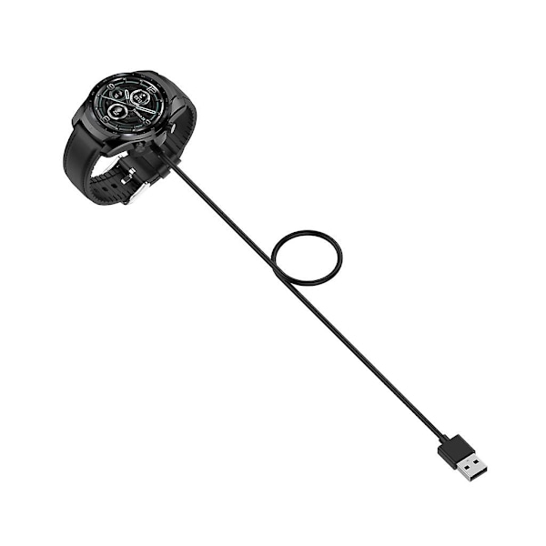 För Ticwatch Pro 3 Usb-laddare Cradle Smartwatch Power Adapter Dock Stand Svart