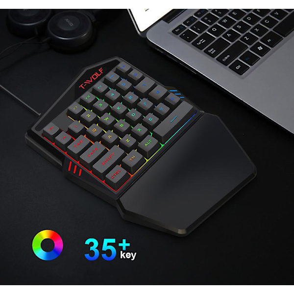 Enhånds Rgb-spilltastatur Usb-kablet enhånds mekanisk følelsestastatur Keyboard and Mouse