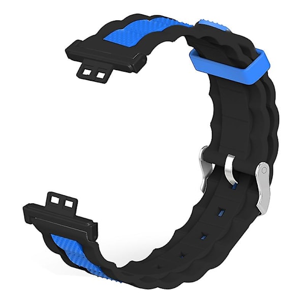 Kaksiväriset aaltoilevat silikonirannekkeet Huawei Watch Fit / Watch Fit Special Edition -älykelloille Black Blue