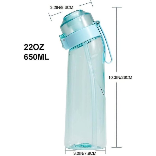 Fruktdoft luktende vannflaska med sukker, 650 ml BPA-fri og läcker gymflaska idealisk for fitness og utendørs Blue 650ml