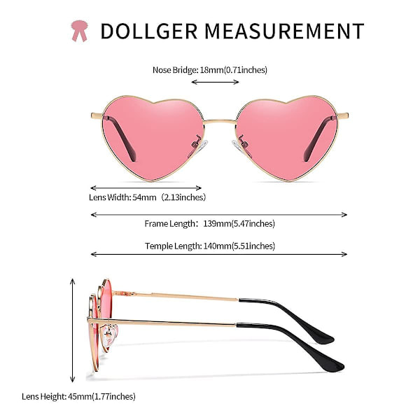 Hjärta Solglasögon Dam Polariserad Metallbåge Trendiga Söta Hjärtformade Solglasögon Skyddsguld