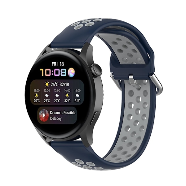 Dualfarvet metalspænde justerbar silikoneurrem 22mm til Huawei Watch 3/Watch 3 Pro Multicolor K