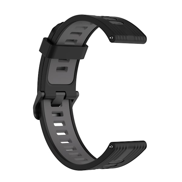 Samsung Galaxy Watch 5 Pro 45mm/Huami Amazfit Bip 3 Pro kaksivärinen 20mm silikoniranneke, urheilullinen rannekoru, jossa raitakuvio Black   Dark Grey