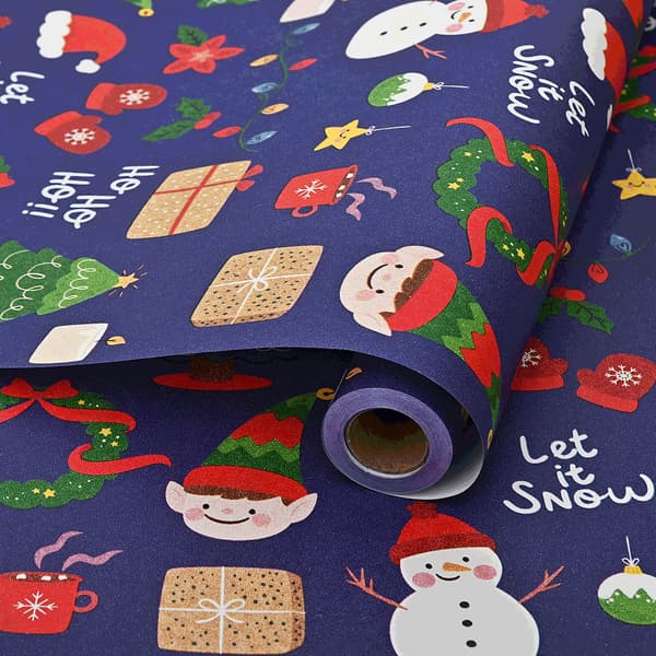 Presentpapper - För jul vinterhelg, 19,7 tum x 33 fot (blå)