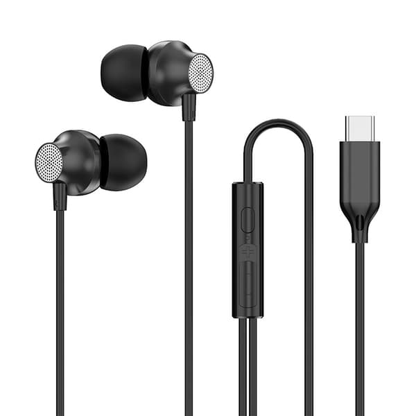 Kablede ørepropper, Type-C Flat Munn Kompatibel Ringetelefon Samtale I Øret, 2 stk (Svart) Black
