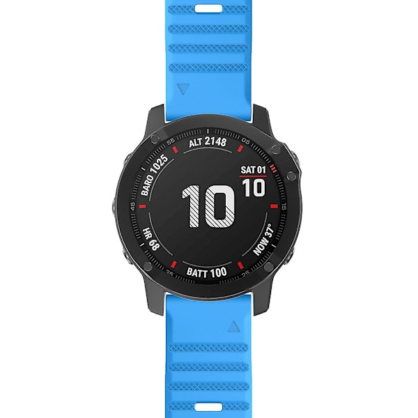 KLB-AWGJ-001 Til Garmin Fenix 7X / 7X Pro Silikonurrem 26mm Konkav Punkt Håndledsrem Sky Blue