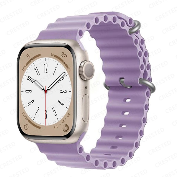Ocean Armbånd Til Apple Watch Band 44mm 40mm 45mm 41mm 49mm 42mm 38mm Smartwatch Silikone Strap Iwatch Ultra Series 7 6 3 Se 8 38 40 41mm purple