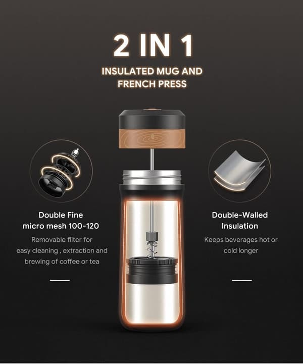 Kaffetrakter reisekanne, 320 ml flott for camping og reise