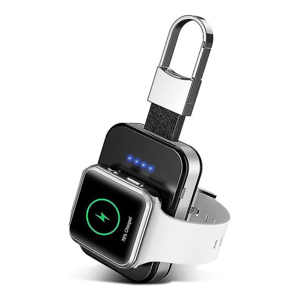 Bærbar trådløs oplader til Apple Watch, ekstern powerbank med nøglering, uroplader til erhvervslivet, rejser, Black-liuyue