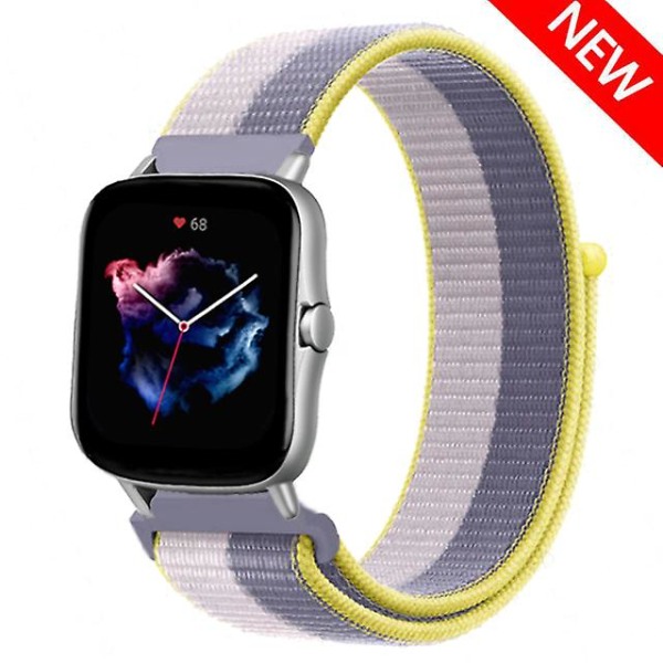 20mm 22mm Klockarmband För Amazfit Gts/2/2e/3/4/mini Gtr 4/2/3/pro 47mm Stratos 3 Nylonarmband Pulseira Correa Amazfit Bip Armband Lavender Gray Lilac 20mm