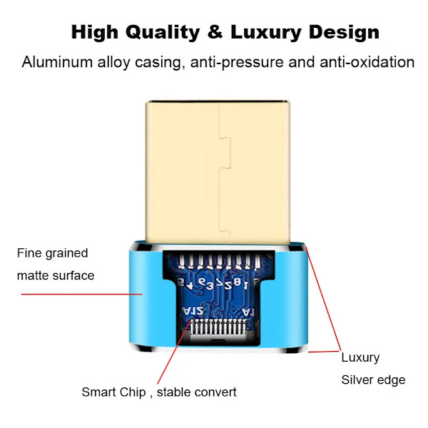 Adaptere Type C til USB OTG-omformer (Rosegull)