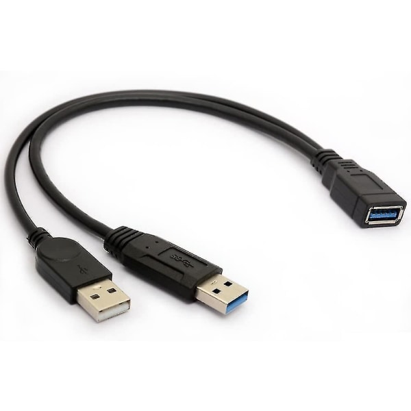 USB 3.0-kabel Dubbla power Y-adapter typ A ledning hane till hona förlängningskod 30 cm (d-4-)
