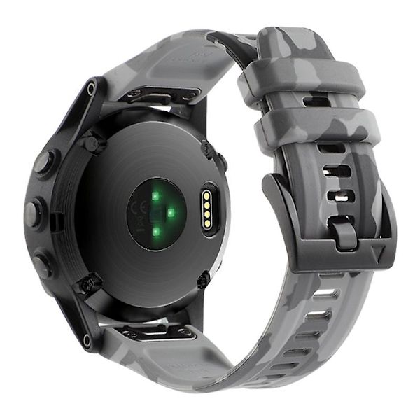 Silikonklokkebånd til Garmin Fenix 7x / 6x, kamuflasjemønster 26mm hurtigutløsing uformell rem Camouflage Grey