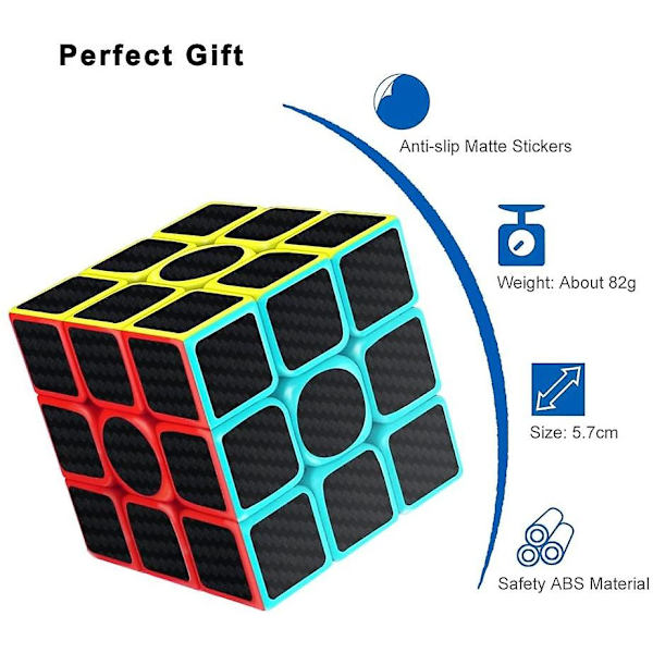 Speed Cube, Børns Speed Cube, Glat Kulfiber Cube, Pædagogisk Legetøj 5.5*5.5cm