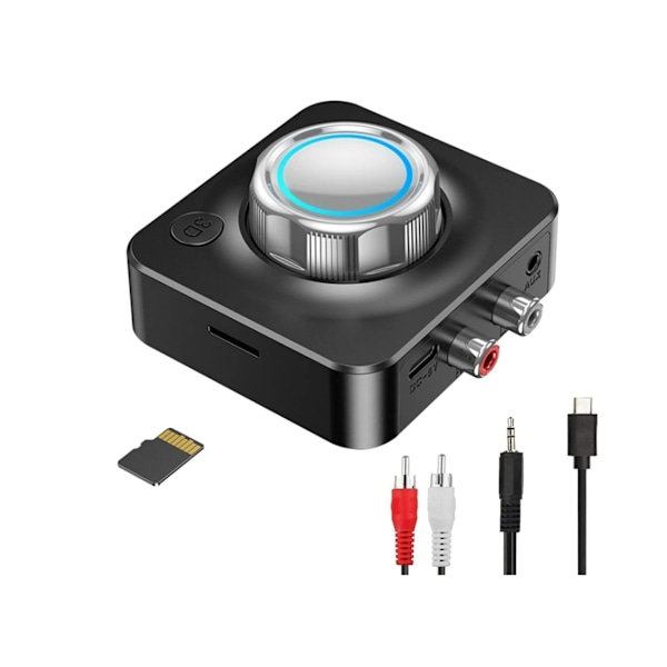 Hi-Fi Bluetooth-modtager med 3D-surroundlyd, understøtter TF-kort, 3,5 mm Aux, sort