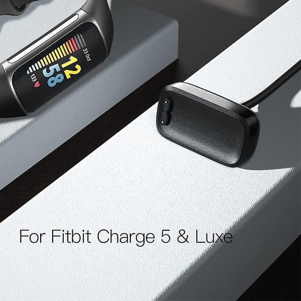 Oplader kompatibel med Fitbit Charge 5, erstatning USB-opladeradapter opladerkabel til Charge5 Advanced Fitness & Health Tracker (2 2 Pack