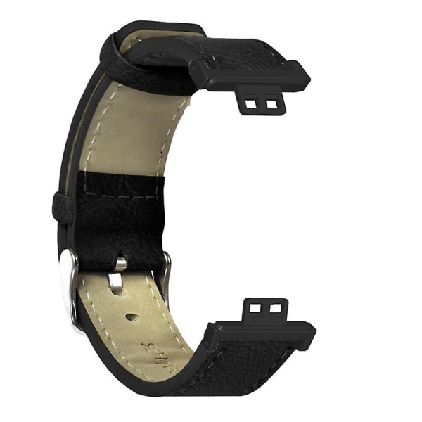 För Huawei Watch Fit Retro Läderrem Dropsäkert band Svettsäkert armband Black
