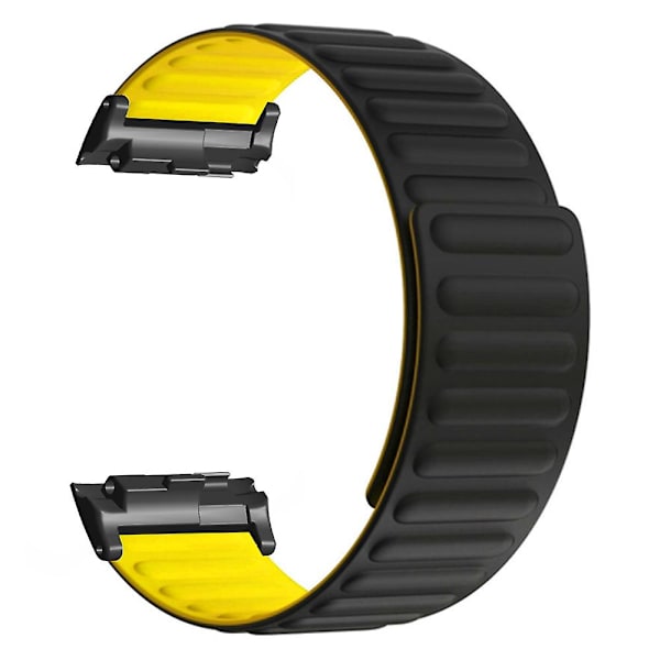 Magnetisk justerbar silikon+metall klokkestropp erstatning for Huawei Watch D Black Yellow